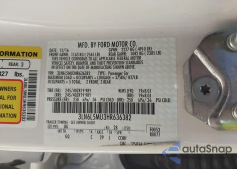 2017 Lincoln Mkz Hybrid Reserve из США, поврежденный, VIN 3LN6L5MU3HR636382